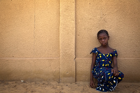 A Malian child waits to see receive a free consultation at a medical clinic in Gao, Mali.16 May 2014 