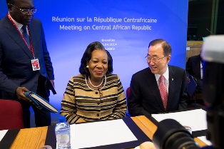 From left Catherine Samba- Panza, CAR interim President From right Ban Ki Moon, UN Secretary -General. ‎April‎ ‎02‎, ‎2014