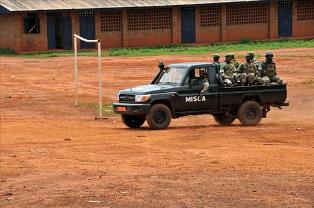 African-led International Support Mission to the Central African Republic, MISCA truck and soliders; CAR. May 19, 2014 