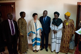 CAR's former Prime Minister Andre NzaPayeke (third from right) with UN Women Executive Director Phumzile Mlambo- Ngcuka (third from left) and Special Representative of the African Union for Women, Peace and Security Bineta Diop (second from right). Bangui, CAR May 26, 2014 