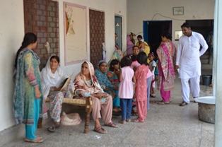 Christian families taking refuge at St. John Bosco School. Bannu, Pakistan