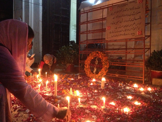 Memorials for the victims of the bomb attacks at All Saints Church in Peshawar.