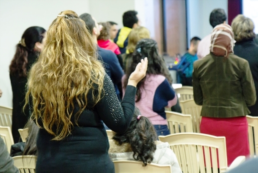 Church service in Zahle, Lebanon, March 2014. Former Muslim believers can at times outnumber long-time church-goers at services for Syria's refugees