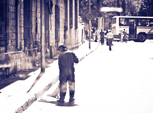 An Egyptian street sweeper