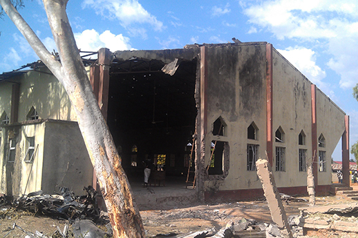 St Rita's Catholic Church in Kaduna, north-central Nigeria, after a suicide bomb attack in October 2012.