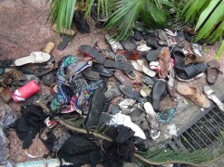 Shoes of the bombing victims at All Saints Church