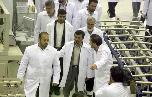 Former President Mahmoud Ahmadinejad on a tour of an Iranian nuclear facility.