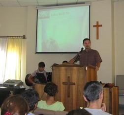 Jerry Mattix preaches to his congregation in Turkey, before he was forced to leave.