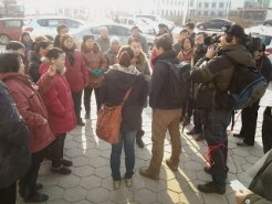 Reporters from Sky News interview the daughter of detained pastor Zhang Shaojie.