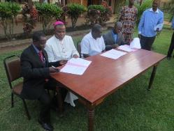 CAR Church leaders pictured signing a declaration in October.
