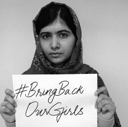 Malala Yousafzai takes up the cause in this photo on her Malala Fund Twitter account web page.
