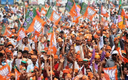 The Bharatiya Janata Party, or BJP, is the political home to India's Hindu nationalist movement. Following rallies such as this one in Amethi, Uttar Pradesh, in May, the BJP rolled to landslide victories in national parliamentary elections.