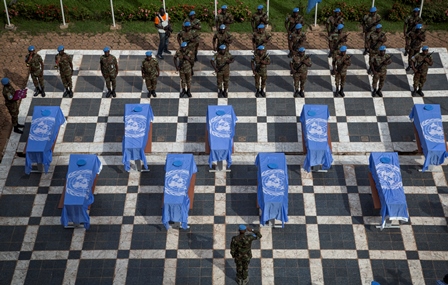 The UN Mission in Mali honors nine Nigerien peacekeepers killed on 3 October 2014. 