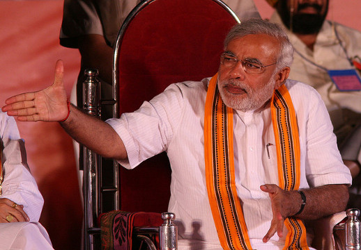 Narendra Modi, then chief minister of Gujarat state, at a BJP rally in 2009.