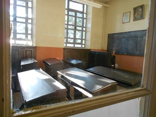 An empty classroom at the closed Greek Orthodox Halki Seminary on Heybeli Island, Istanbul