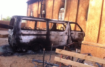 Burnt out: one of the many churches in Niger recently attacked by Muslims. 