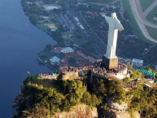 The Christ the Redeemer statue looms over Rio de Janeiro.