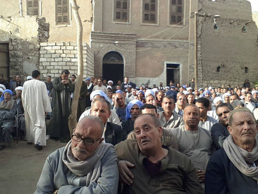 An April 17 'reconciliation meeting' in Al-Nasriyah village in Upper Egypt, where Christians announce a local teacher, Gad Younan, will leave town and not return.