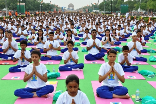 Thousands in India celebrated the first International Day of Yoga, 21 June