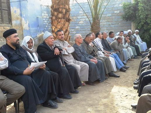 A community 'reconciliation' meeting between Copts and Muslims, Al-Nazriyah village, 17 April 2015