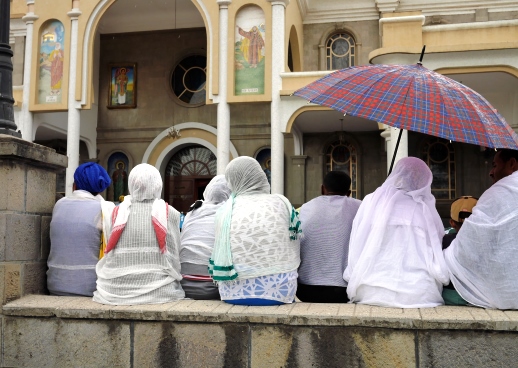 Easter worshippers at Holy Saviour Ethiopian Orthodox Church in Addis Ababa, April 2015