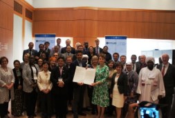 Delegates with IPPFORB chief, Baroness Berridge, holding the NY Resolution, Sept 2015