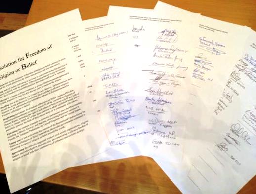 Signatories to the New York Resolution for Freedom of Religion or Belief, September 2015