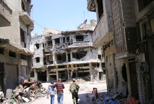 Much of the city of Homs, Syria has been destroyed by years of heavy fighting, May 2014