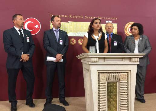 Turkish parliamentarian Selina Dogan highlights threats against Turkey's Protestants at an Ankara press conference.