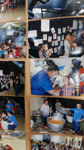Pictures on Fr.Daniel's wall testify to church activities engaging the children