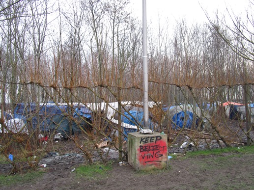 The camp in Grande-Synthe, northern France, hosts around 2,500 to 3,000 migrants.