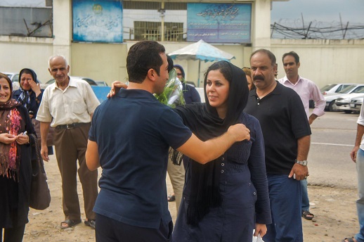 Youcef Nadarkhani is greeted by his wife, Tina, on his release from prison, September 2012.