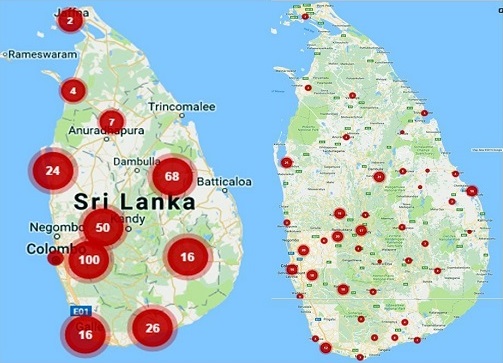 NCEASR mapped Christian persecution across Sri Lanka between 2013-2016.