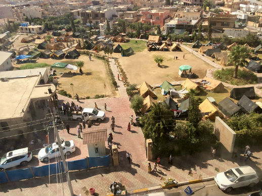 Overview of Mar Elia grounds in Ankawa, Erbil, as the refugees were starting to pour into the church.