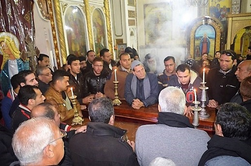 The funeral service in Mar Girgis Coptic Orthodox church, 6 Jan 2017.