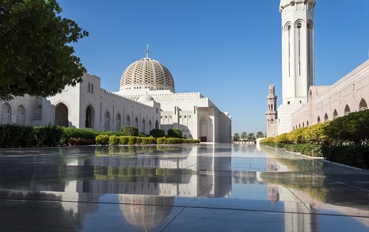 Sultan Qaboos Grand Mosque in Muscat, Oman.
