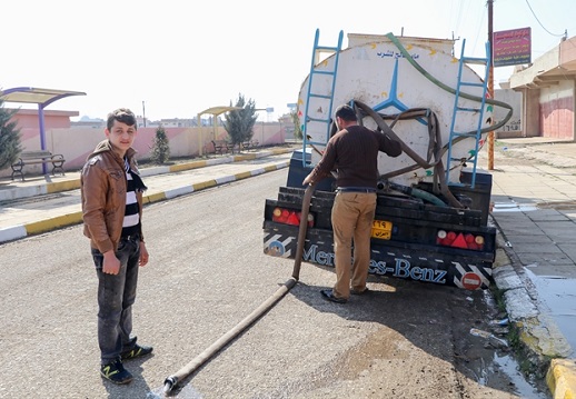 Islamic State fighters demolished the infrastructure in the towns it occupied, so until the power lines and water pipes are repaired, returnees depend on generators and trucks delivering fresh water.