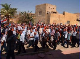 Assyrians protest in Alqosh against the removal of the Assyrian mayor by the Kurdish Regional Government. (Photo: AINA)