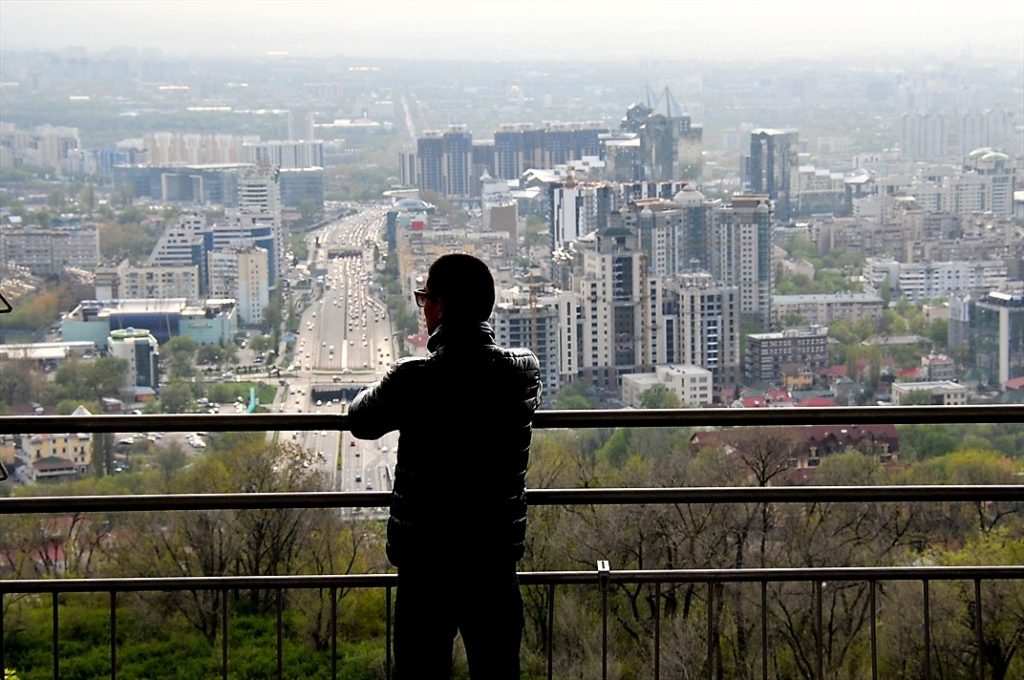 Looking out over Kazakhstan's commercial capital, Almaty.