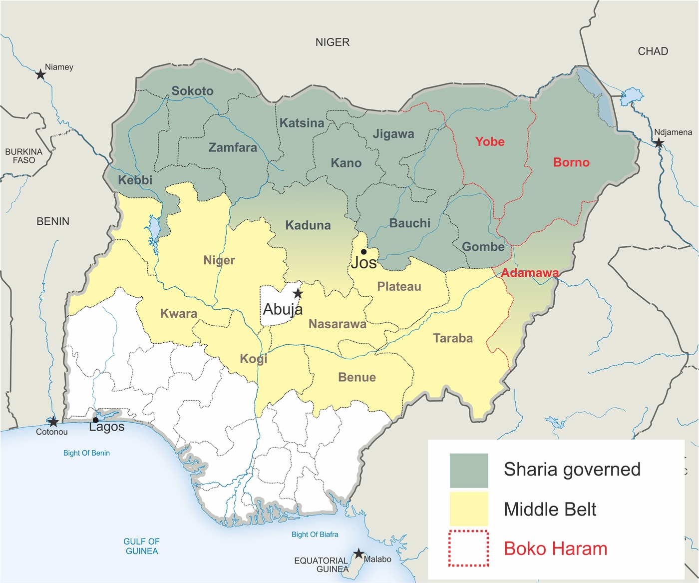 Nigeria's 'Middle Belt' is made up of a handful of states straddling the pre-colonial line dividing Nigeria’s predominantly Muslim north from its Christian south.