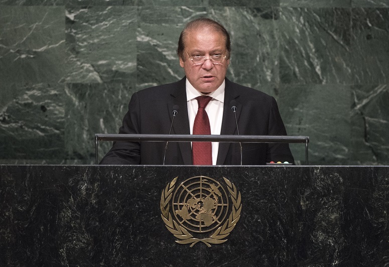 Nawaz Sharif speaking at the UN General Assembly in New York on 30 September 2015. (United Nations / Flickr / CC)