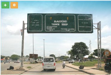 Road sign in Bauchi, Nigeria.