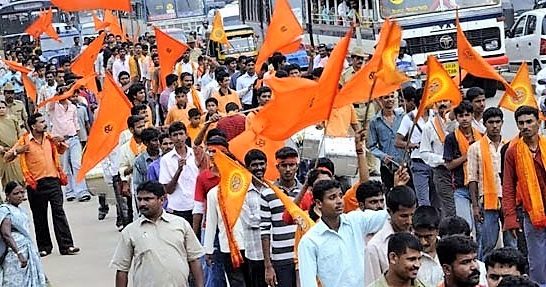 A protest march by members of Bajrang Dal, the militant Hindu group Dharmendra Dohar claims to belong to.