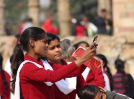 Indian school children are taking a 'selfie'. (Photo: World Watch Monitor)