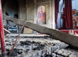 A church in Karamles, a town near Mosul, after IS was pushed out in October 2016. (Photo: World Watch Monitor)
