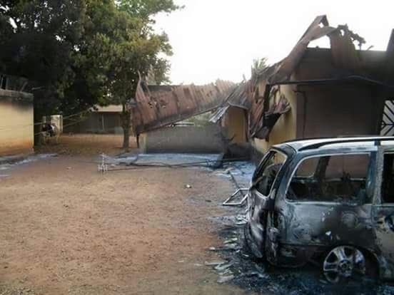 Fire damage to homes and a car caused by Fulani herdsmen in Kagoro, southern Kaduna state (World Watch Monitor) 