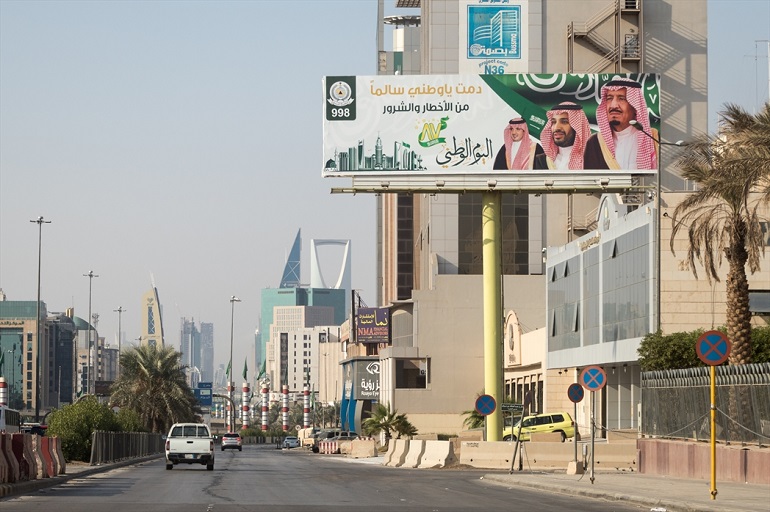 Sign portraying Saudi King Salman and Crown Prince Mohammed bin Salman, who wants to be known as a reformist, in the capital Riyad. (Photo: World Watch Monitor)