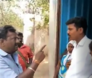 Still from video of Venkatesh shouting abuse at Pastor Jagatheesan