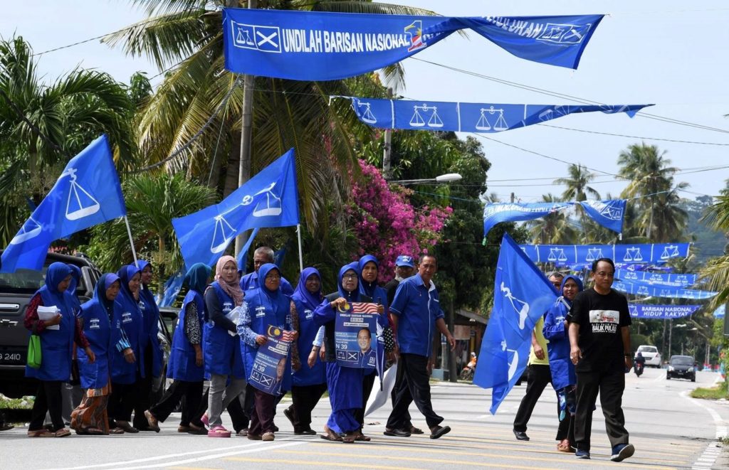 Supporters of Malaysia’s Prime Minister Najib Razak's UMNO party, April 2018 (Umno-online)