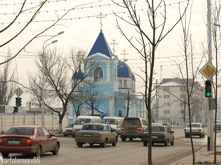 The Archangel Michael Orthodox Church in the center of Grozny. (Photo: Vladimir Varfolomeev via Flickr; CC 2.0)